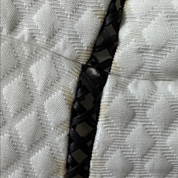 RACHEL Rachel Roy White Textured With Black Leather Design Cocktail Dress size 4 - Picture 8 of 9